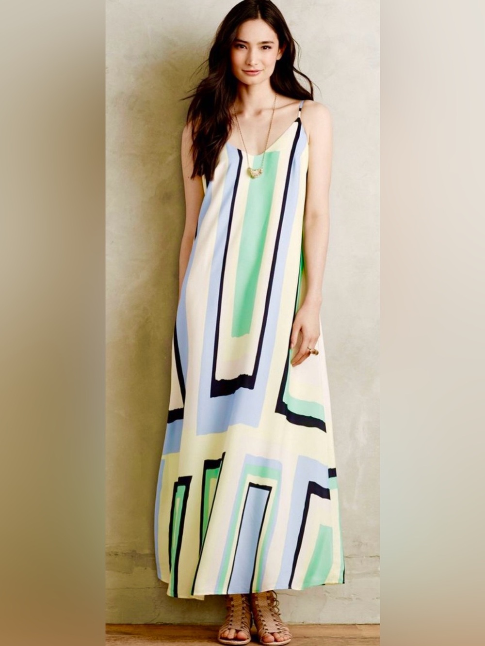 Anthropologie Maeve Abstracted Maxi Color Block Dress - Picture 4 of 9